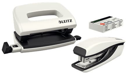 LEITZ Set mini zošívačky a dierovačky WOW, perleťová biela 1