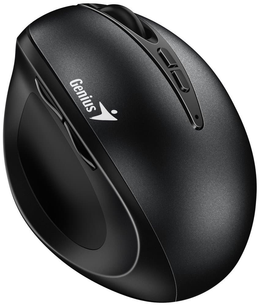 Genius Ergo 8300S čierna, Myš, bezdrôtová, optická, vertikálna, 1600DPI, 7 tlačidiel, tichá, čierna