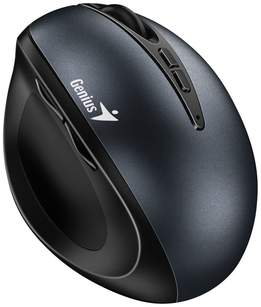Genius Ergo 8300S, Myš, bezdrôtová, optická, vertikálna, 1600DPI, 7 tlačidiel, tichá, čierno-šedá 1