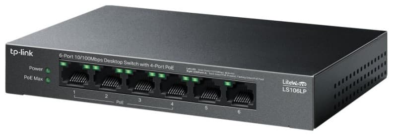 TP-Link LS106LP Switch 2x LAN, 4x LAN s PoE, 41W 1