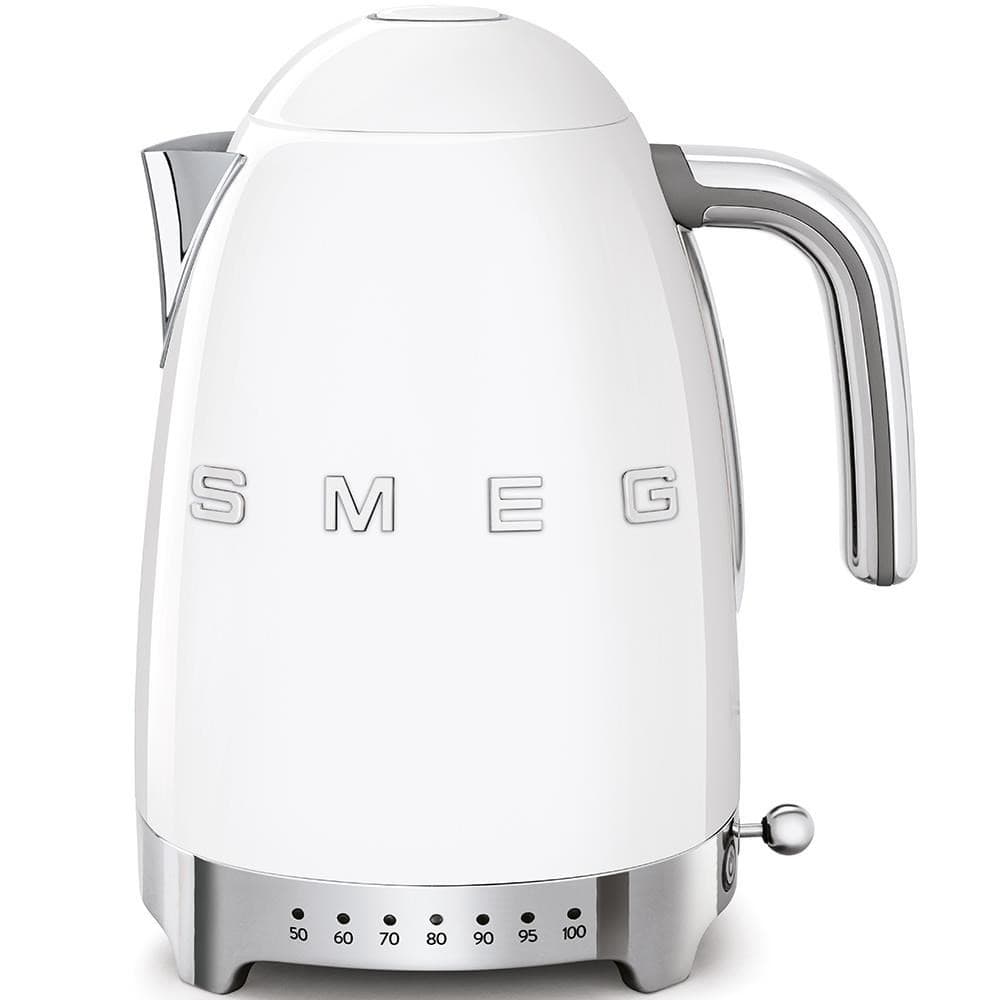 Smeg KLF04WHEU rýchlovarná kanvica, 1, 7 l (7 šálok), 2400 W, štýl 50. rokov, riadenie teploty, 7 programov, biela
