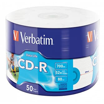 Verbatim CD-R, 43794, Inkjet Printable, 50-pack, 700MB, 50x, 80min., 12cm, wrap, pre archiváciu dať 1