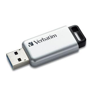 Verbatim USB flash disk, USB 3.0, 64GB, Secure Pro, strieborný, 98666, USB A, AES 256-bit šifrovanie, s výsuvným konektorom 1