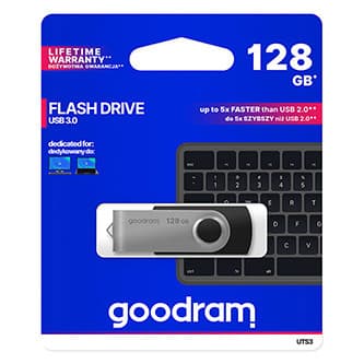 Goodram USB flash disk, USB 3.0, 128GB, UTS3, čierny, UTS3-1280K0R11, USB A, s otočnou krytkou 1