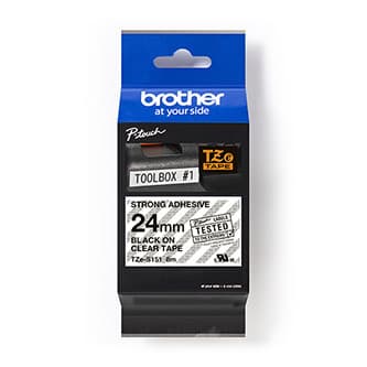 Brother originál páska do tlačiarne štítkov, Brother, TZE-S151, černý tlač/priesvitný podklad, laminovaná, 8m, 24mm, extrémne adh 1