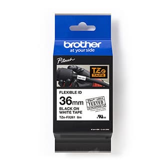 Brother originál páska do tlačiarne štítkov, Brother, TZE-FX261, černý tlač/biely podklad, laminovaná, 8m, 36mm, flexibilná