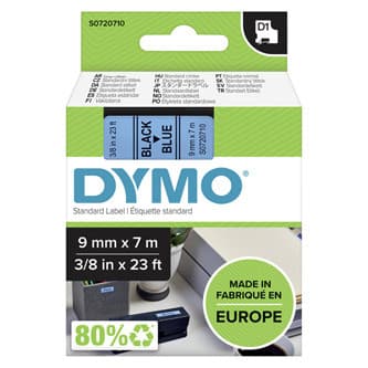 Dymo originál páska do tlačiarne štítkov, Dymo, 40916, S0720710, černý tlač/modrý podklad, 7m, 9mm, D1 1