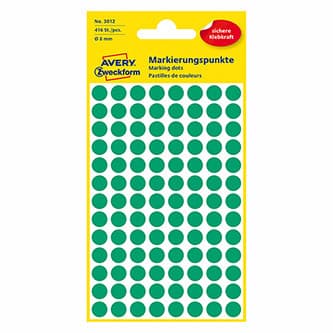 Avery Zweckform etikety 8mm, zelené, 104 etiket, značkovacie, balené po 4 ks, 3012, pre ručný popis
