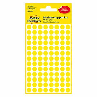 Avery Zweckform etikety 8mm, žlté, 104 etiket, značkovacie, balené po 4 ks, 3013, pre ručný popis 1