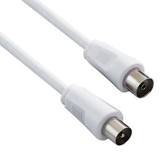 Anténny kabel Coax (9.5mm) samec - Coax (9.5mm) samica, 2m, 75 Ohm, biely, DOPRADE 1