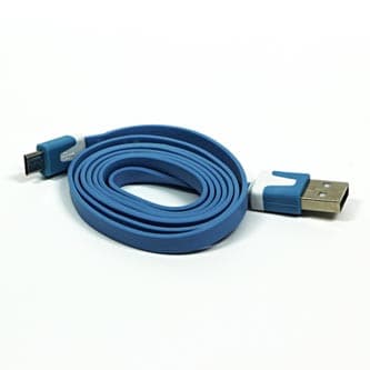 USB kábel (2.0), USB A samec - microUSB samec, 1m, plochý, modrý, DOPREDAJ 1