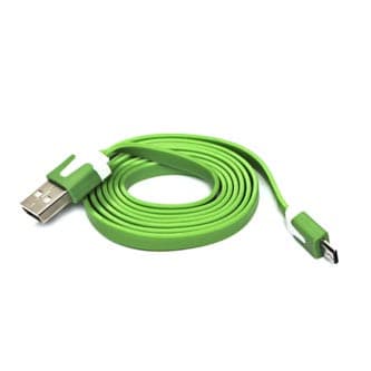 USB kábel (2.0), USB A samec - microUSB samec, 1m, plochý, zelený, DOPREDAJ