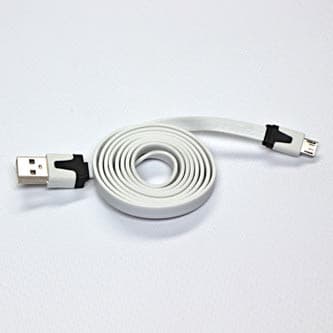 USB kábel (2.0), USB A samec - microUSB samec, 1m, plochý, biely, DOPRADE 1