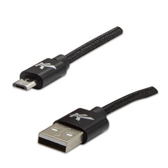 Logo USB kábel (2.0), USB A samec - microUSB samec, 1m, 480 Mb/s, 5V/2A, čierny, box, nylonové opletenie, hliníkový kryt konektora, 1