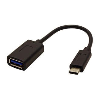 USB redukcia (3.0), USB C samec - USB A samica, 0.15m, kulatý, čierny, plastic bag, OTG kabel 1
