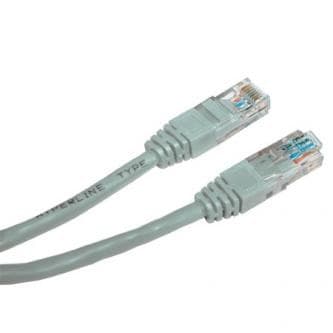 Síťový LAN kábel UTP patchcord, Cat.6, RJ45 samec - RJ45 samec, 1 m, netienený, sivý, economy 1