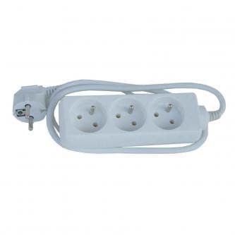 Síťový kabel 230V predlžovací, CEE7 (vidlica) - zásuvka 3x, 2m, VDE approved, biela 1