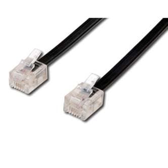 Telefónny kábel 4 žily, RJ11 samec - RJ11 samec, 3 m, černý, pre ADSL modem, economy, DOPRADE 1