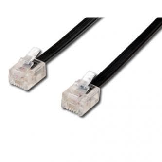 Telefónny kábel 4 žily, RJ11 samec - RJ11 samec, 10 m, černý, pre ADSL modem, economy, DOPRODEJ 1