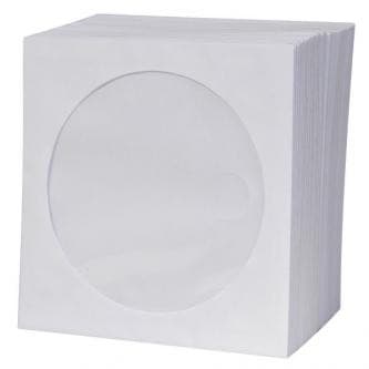 Obálka na 1 ks CD, papier, biela, s okienkom, Logo, 100-pack 1