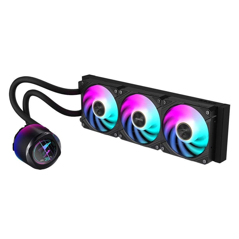 GIGABYTE vodný chladič AORUS WATERFORCE X II 360, 2x120mm ARGB, LCD displej, LGA1851, AM5
