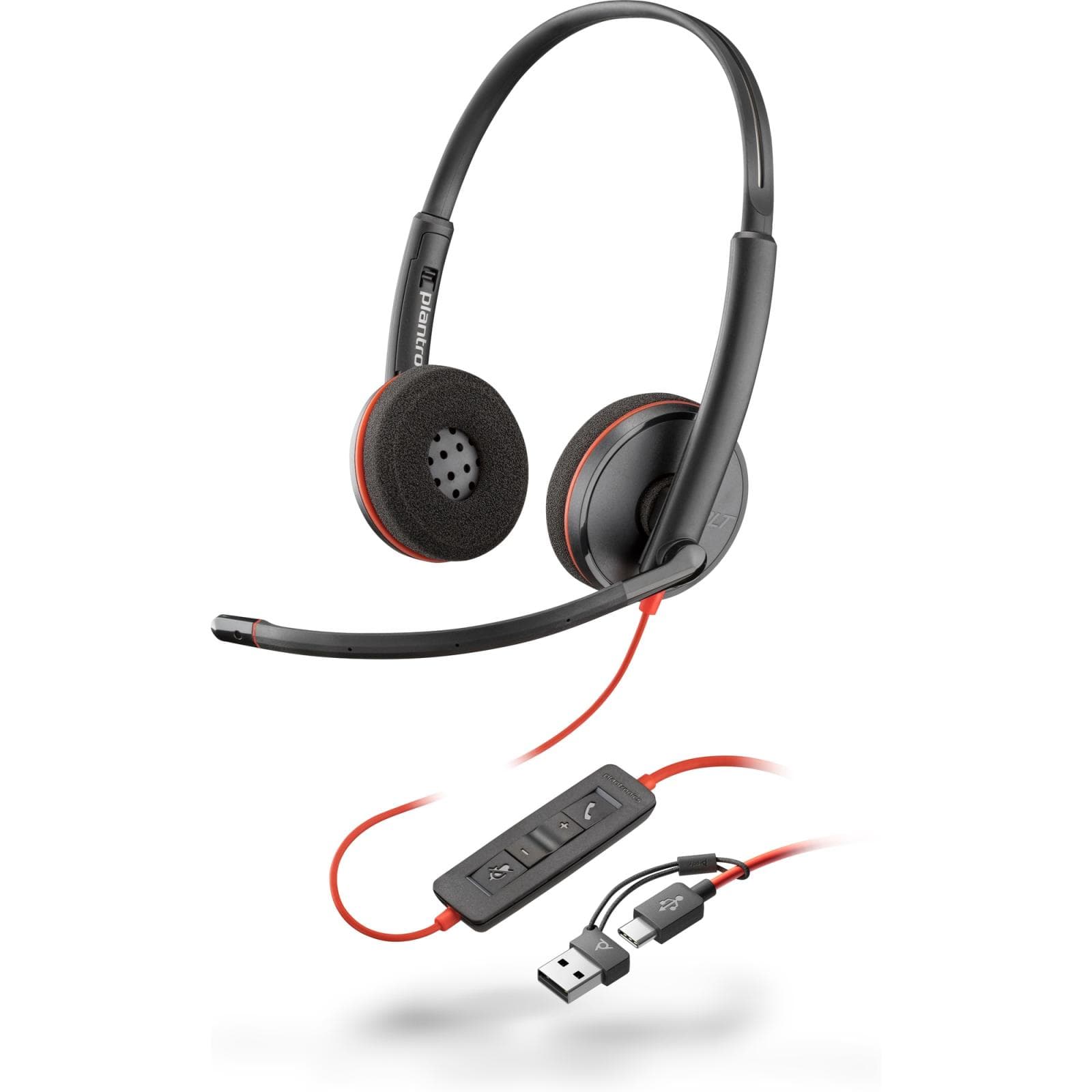 Poly Blackwire 3220 náhlavná súprava, USB-C/A adaptér, stereo