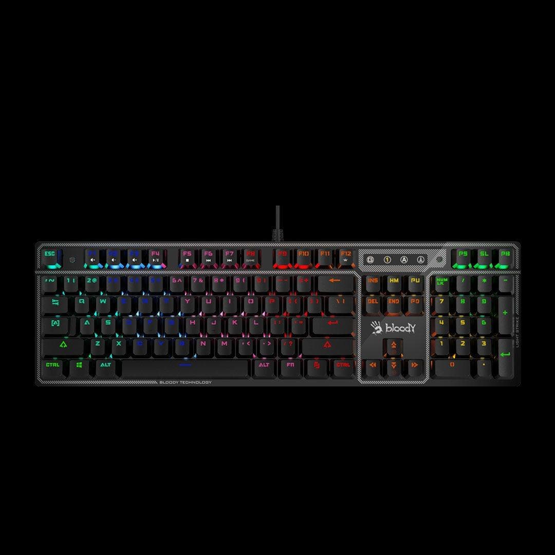 A4tech Bloody Klávesnica B750N, herná klávesnica, mechanická, drôtová, Green Switch, CZ/SK, Čierna