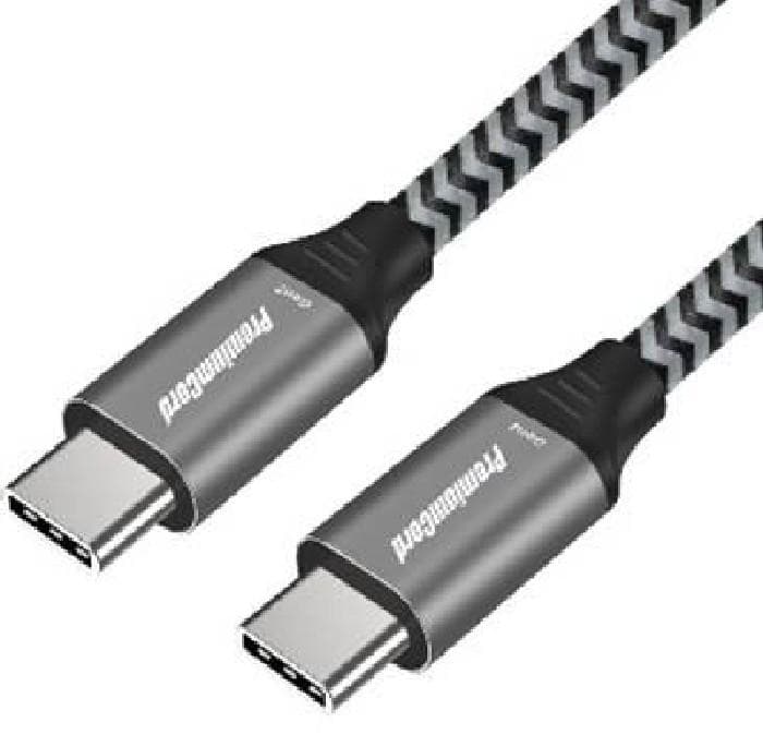 PremiumCord USB-C kábel (USB 3.2 GEN 2, 3A, 60W, 20Gbit/s) bavlnený oplet, 1m