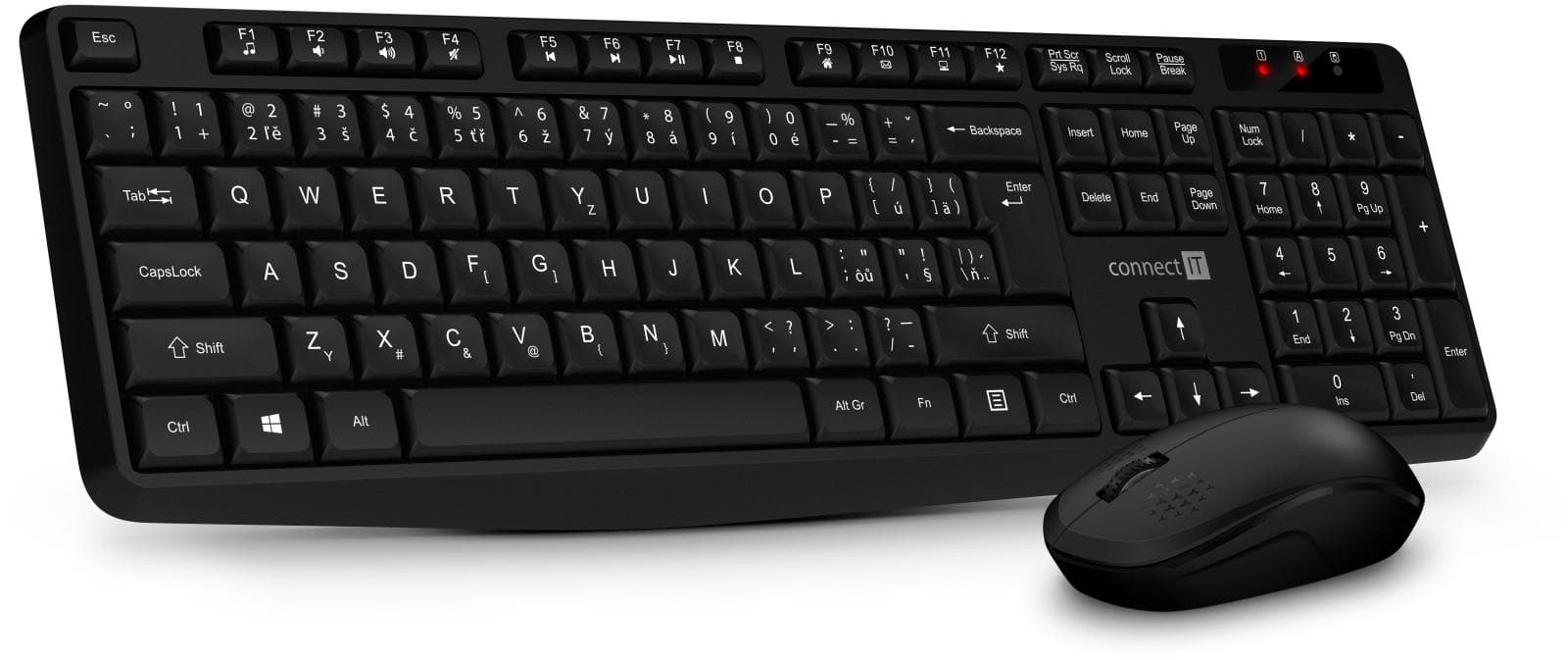 CONNECT IT OfficeBase Wireless Combo bezdrôtová čierna klávesnica + myš, USB, 2,4 Ghz