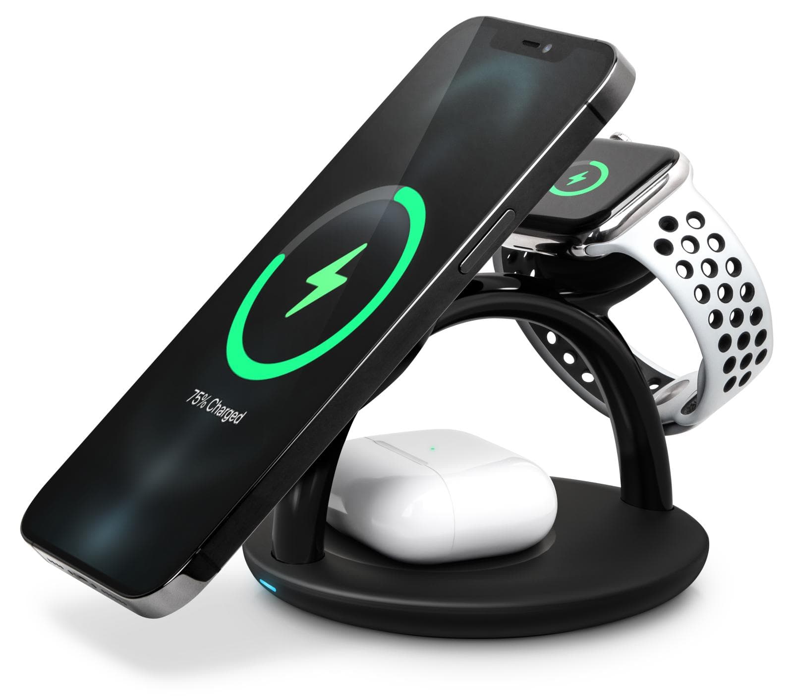 CONNECT IT MultiCharge 3 v 1 MagSafe Wireless Fast Charge bezdrôtová nabíjačka, ČIERNA