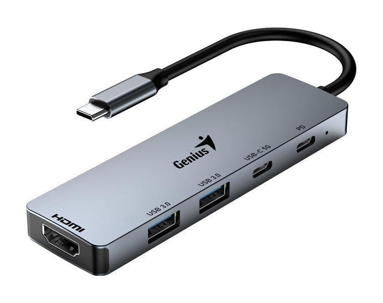 Genius UH-500 Dokovacia stanica, USB-C, 1× HDMI, 2× USB 3.0, 2× USB-C, Power Delivery 100W, 15cm, šedá 1