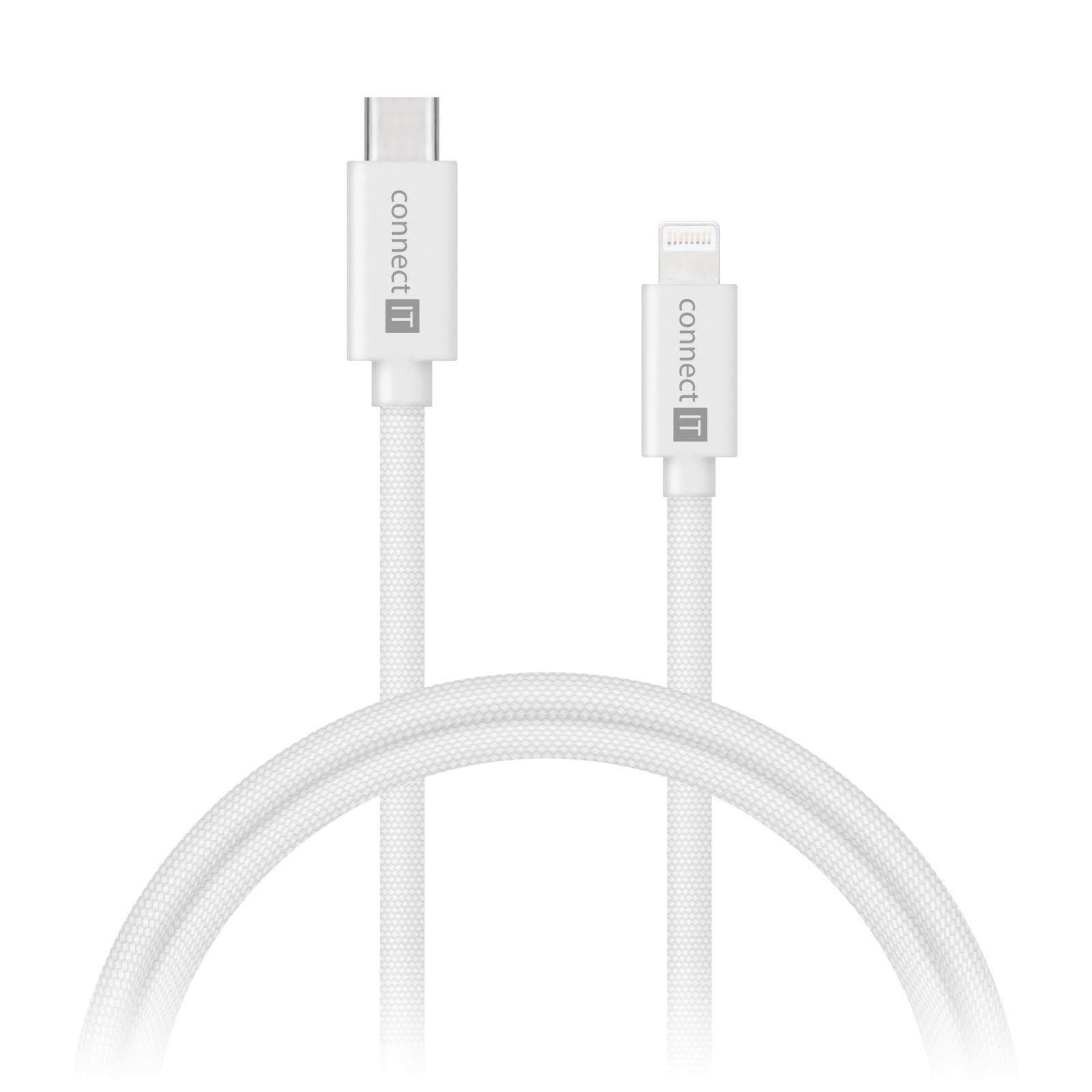 CONNECT IT Wirez kábel USB-C -> Lightning, 27 W, 1 m, BIELA