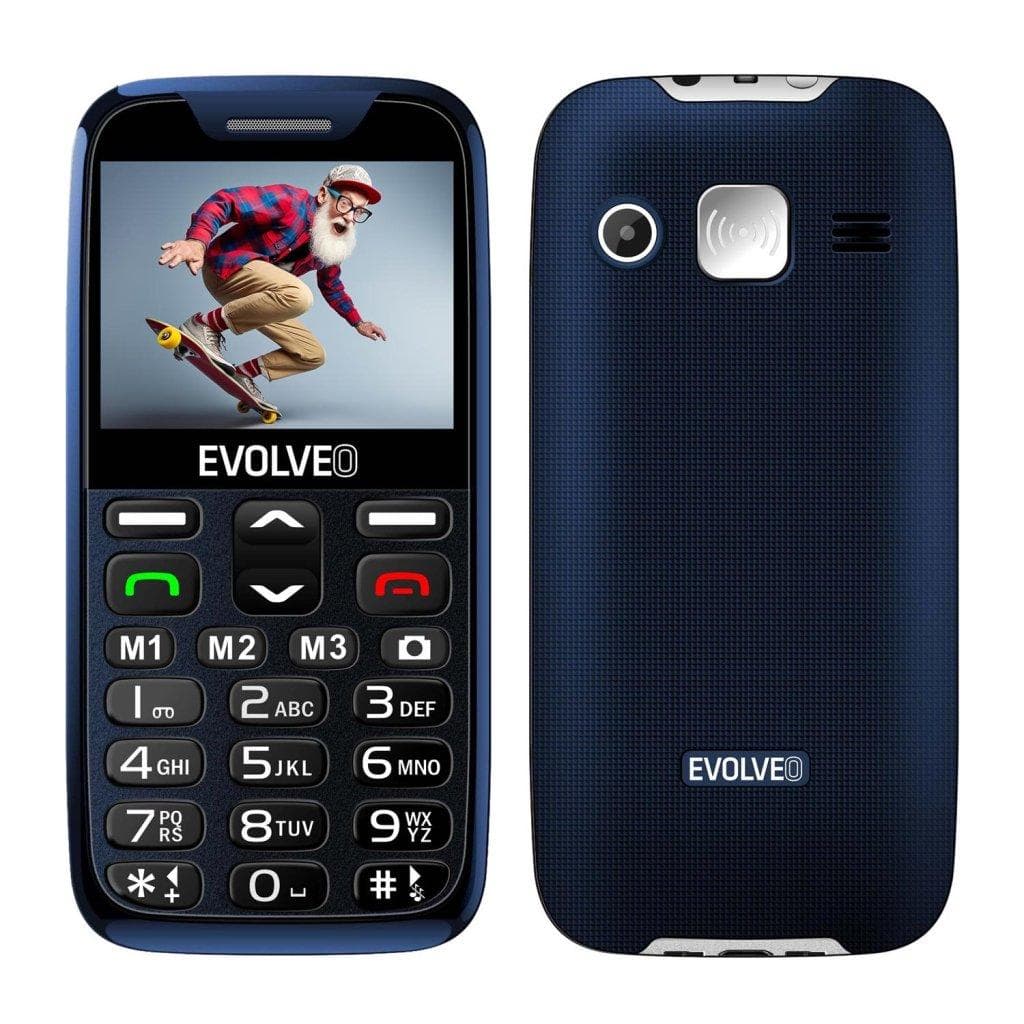 EVOLVEO EasyPhone XR, telefón pre seniorov s nabíjacím stojanom, 2,3" 320 x 240/1xSIM/0,3Mpx/microSDHC/1000 mAh/modrá