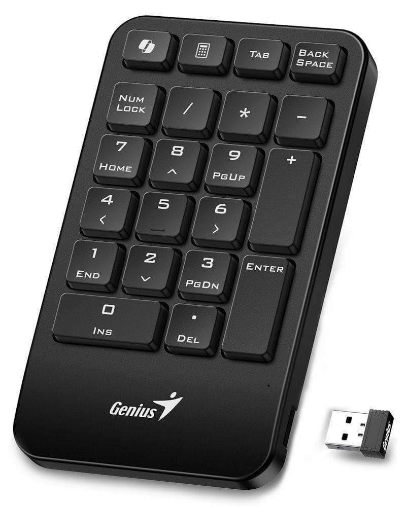Genius NumPad 1000, Klávesnica, numerická, bezdrôtová, Copilot kláves, 2,4GHz, mini USB prijímač, čierna 1