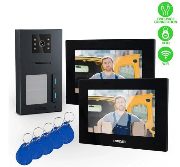 EVOLVEO DoorPhone AP2-2 drôtový videotelefón pre dva byty s aplikáciou, čierny