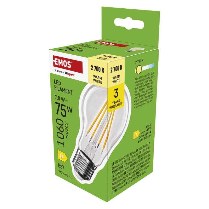 EMOS LED FLM A60 7,8 W (75 W) 1 060lm E27 WW 1