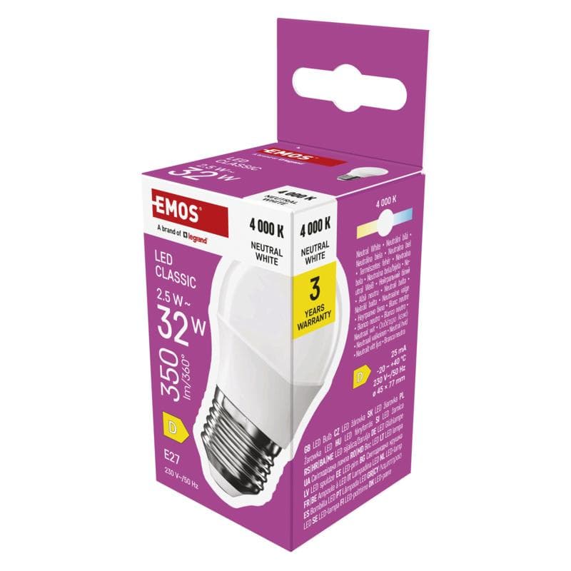 EMOS LED CLS MINI GLOBE 2,5 W (32 W) 350lm E27 NW 1