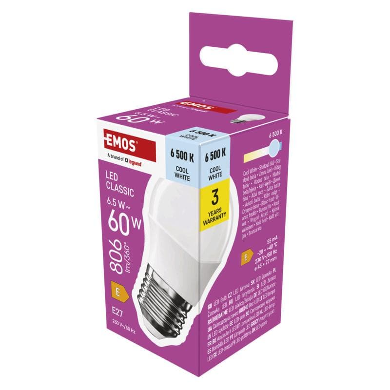 LED CLS MINI GLOBE 6,5 W (60 W) 806lm E27 CW 1