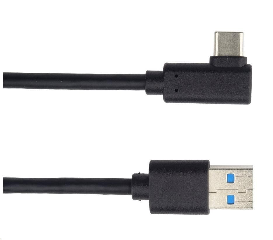 PREMIUMCORD Kábel USB typ C/M zahnutý konektor 90 ° - USB 3.0 A/M, 3m 1