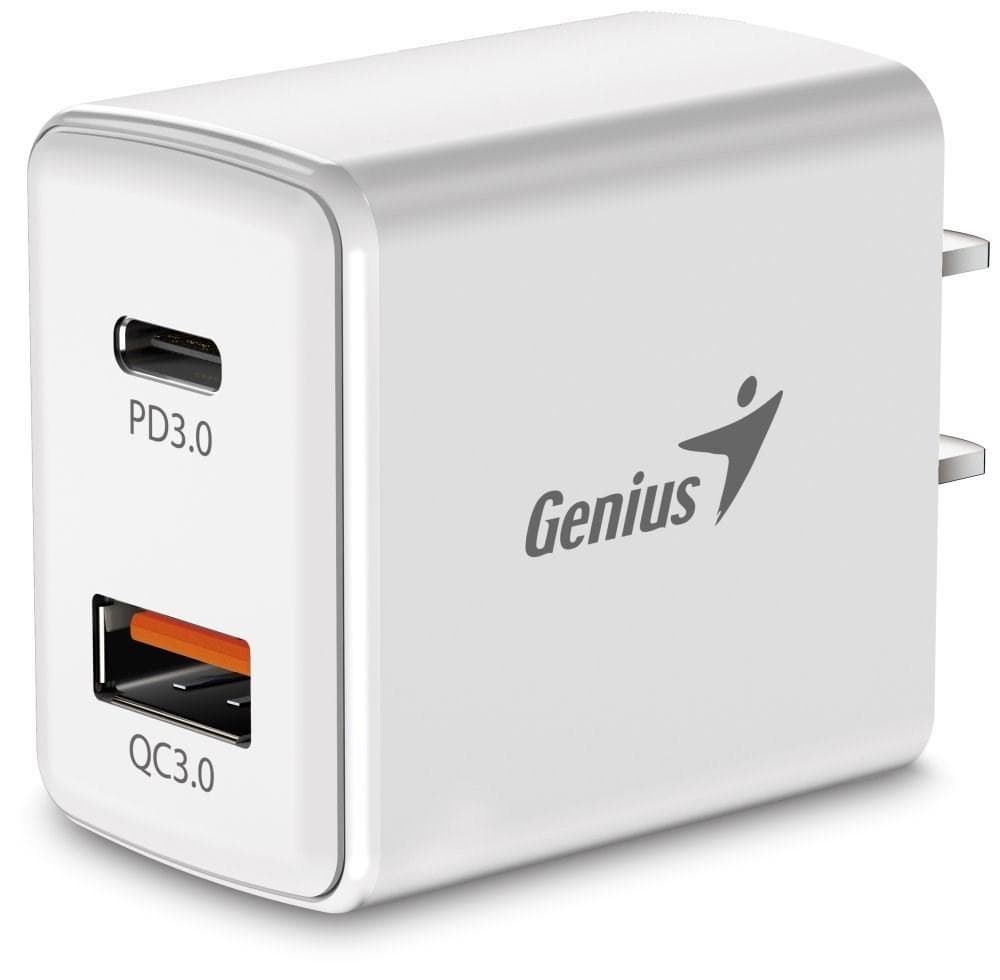 GENIUS nabíjačka PD-20AC, 20W, rýchle nabíjanie, USB-C PD3.0, USB-A QC3.0, biela 1