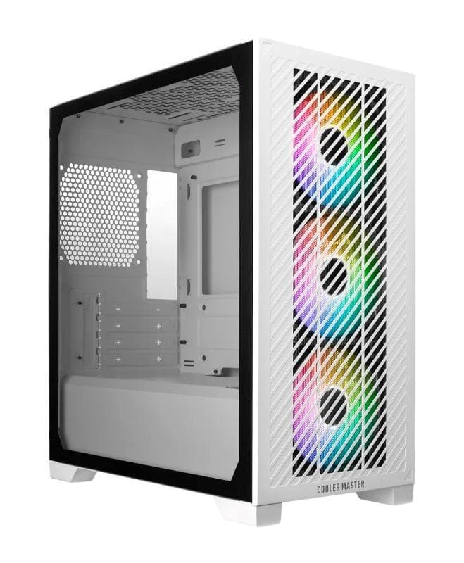 Cooler Master case Elite 301, mATX, Priehľadná bočnica, 3x 120mm ARGB Fan, Biela 1