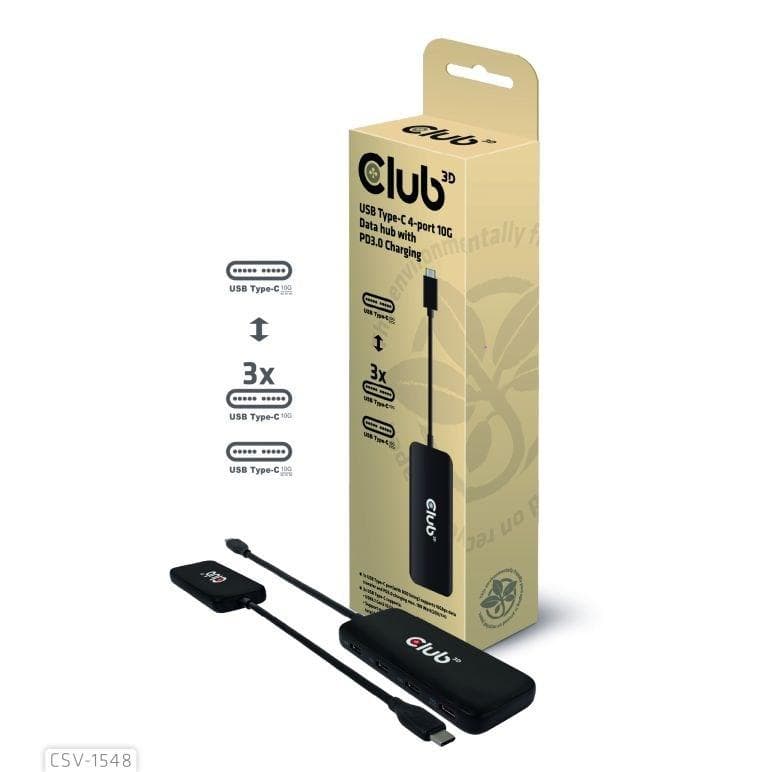 Club3D hub 1xUSB-C na 4xUSB-C, 10Gbps port, PD 3.0 1