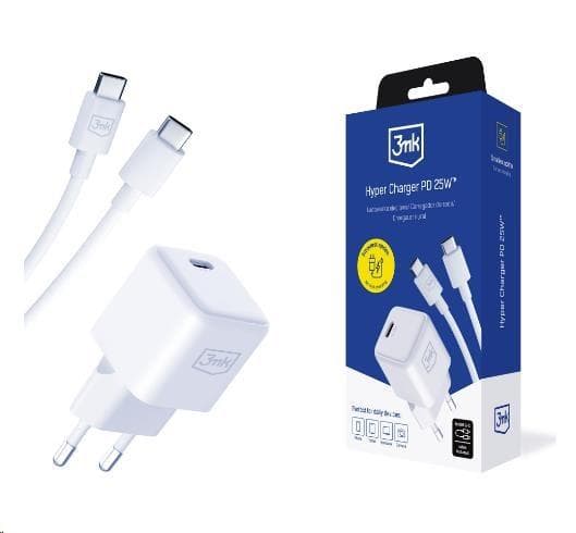 3mk sieťová nabíjačka Hyper Charger PD 25W + kábel USB-C 1