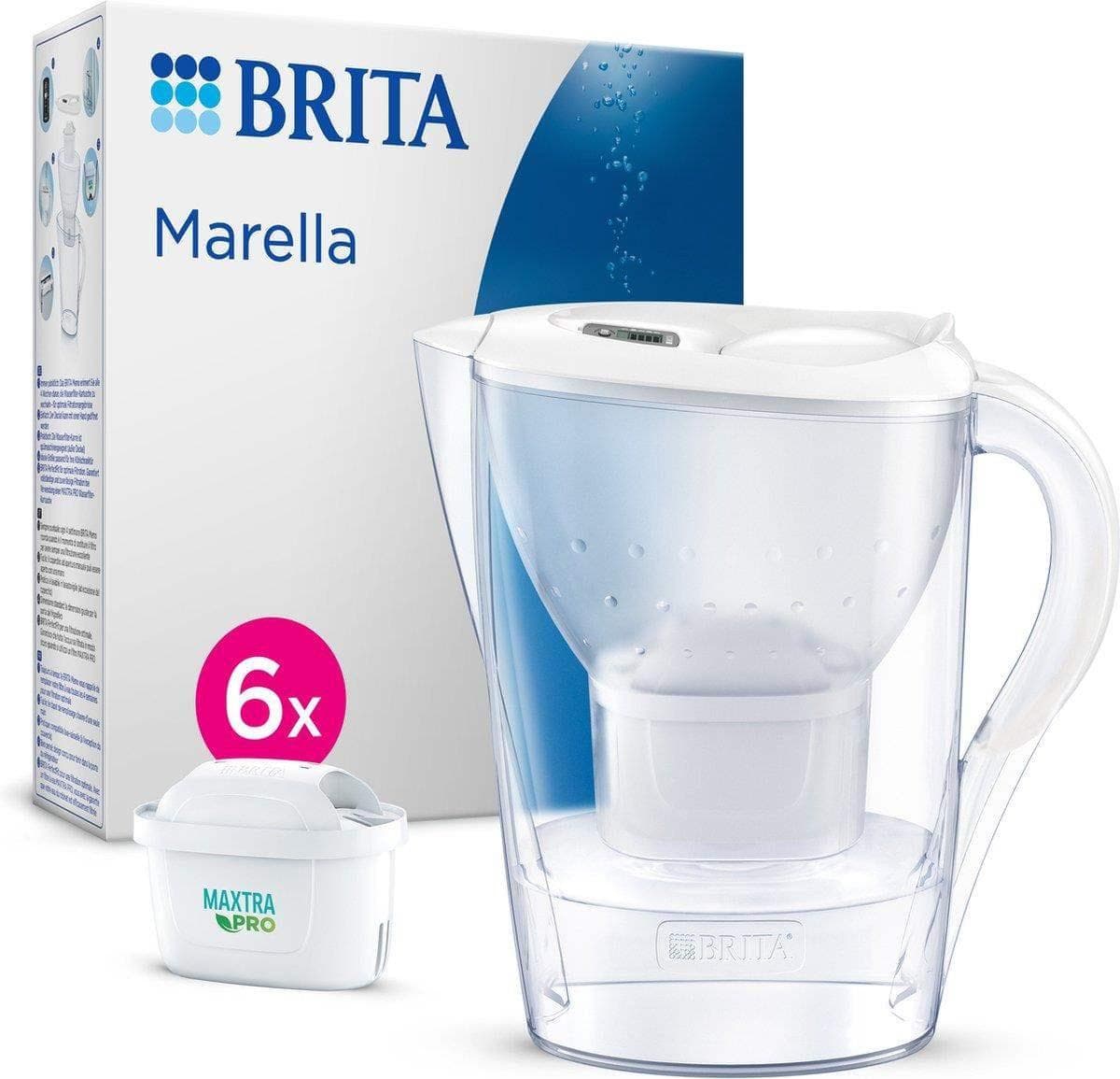 Brita Marella Cool white + 6 Maxtra Pro All-In-1 filtračná kanvica, 2, 4 l, indikátor výmeny filtra, 6x filtračná patróna