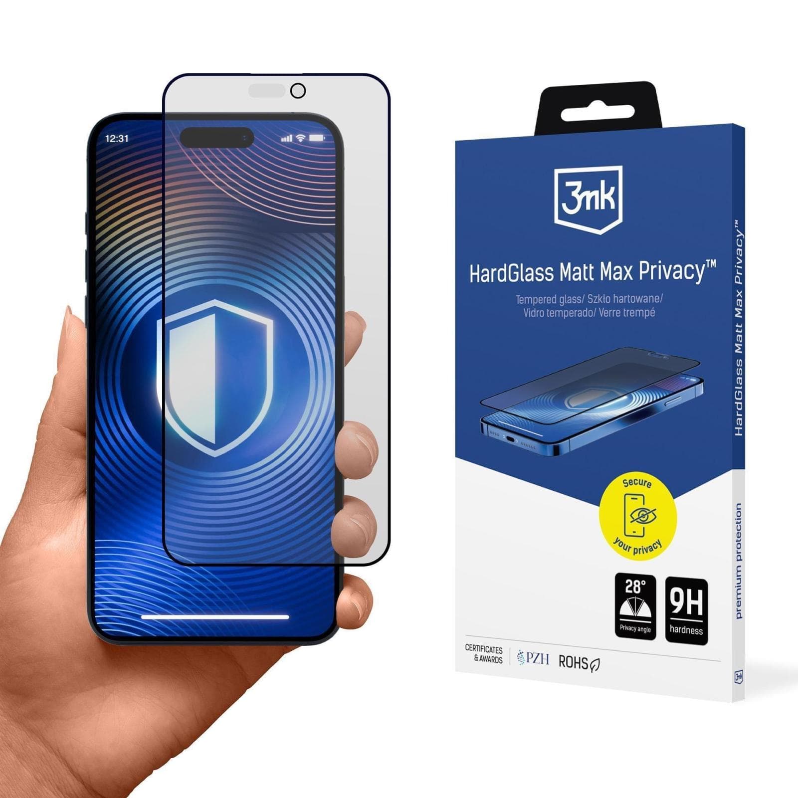 3mk tvrdené sklo HardGlass Matt Max Privacy pre Apple iPhone 16 Pro