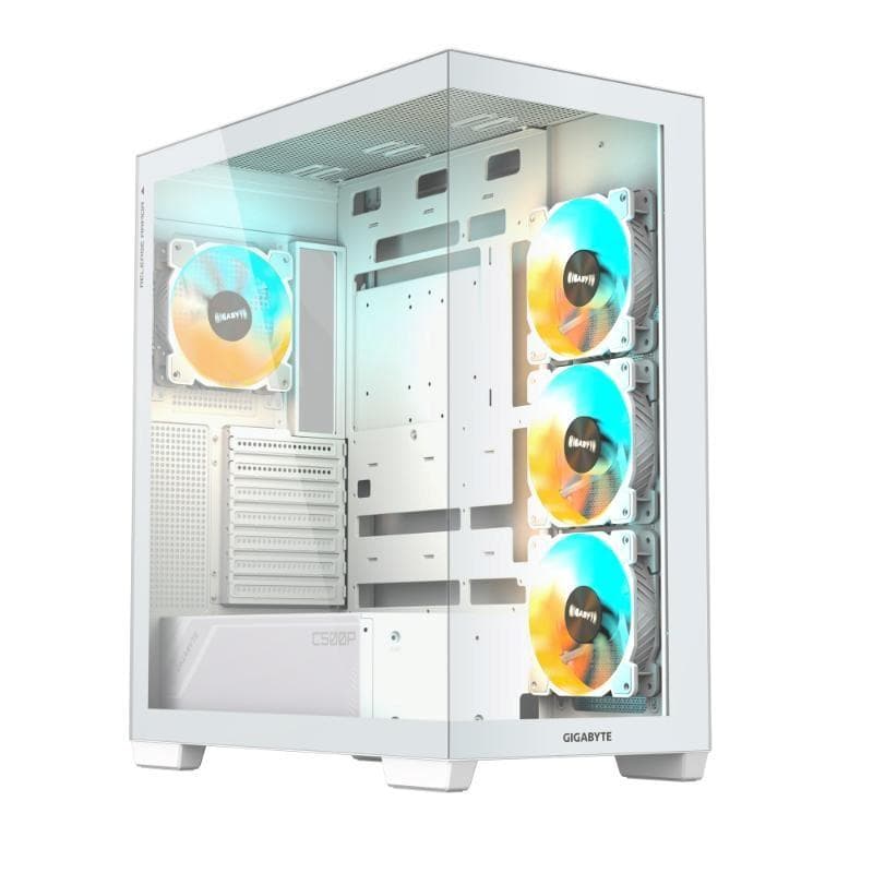 GIGABYTE case GB-C500PI ST, Mid tower, 1xUSB-C 3.2, 2xUSB 3.0, 4x 120mm ARGB Fan, biela