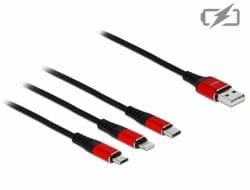 Delock Nabíjací kábel USB 3 v 1 pre Lightning™ / Micro USB / USB Type-C™, 1 m