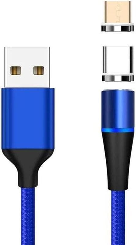 PremiumCord Magnetický micro USB a USB-C nabíjací a dátový kábel 1m, modrý 1