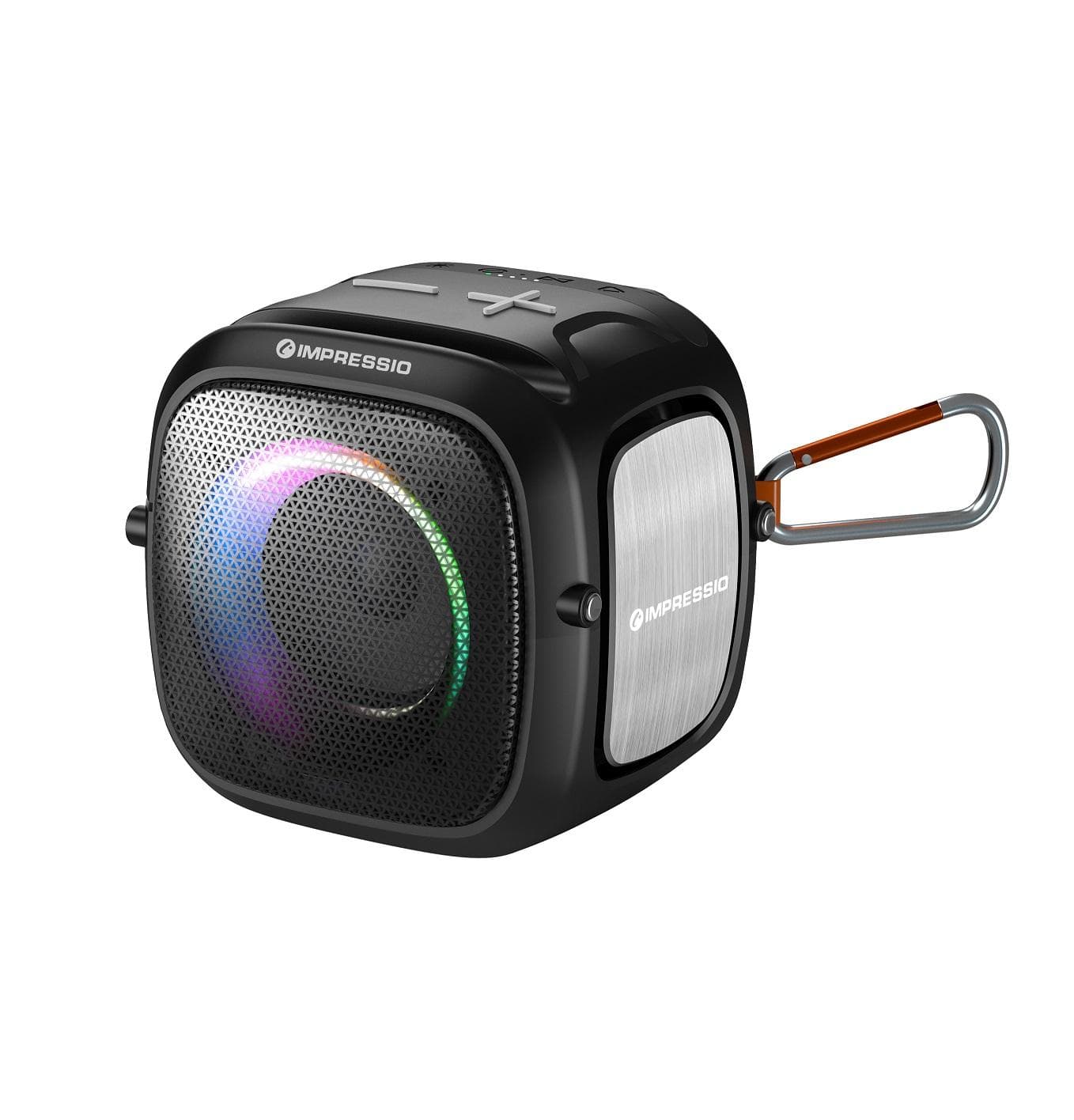 C-TECH reproduktor Impressio Qubis mini, bluetooth, čítačka, USB, AUX, RGB podsvietenie, FM, USB-C 1