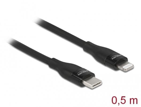 Delock Dátový a nabíjací kábel USB Type-C™ na Lightning™ pre iPhone™, iPad™ a iPod™ čierna 0,5 m MFi 1